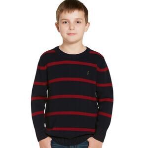 Polo Ralph Lauren Blue Red Stripe Pull Over Sweater Youth Boys Sz 7 Preppy Pony